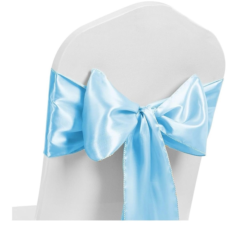 Elegant Light Blue Satin Chair Bows | Wedding & Baby Shower Decor (50pc)
